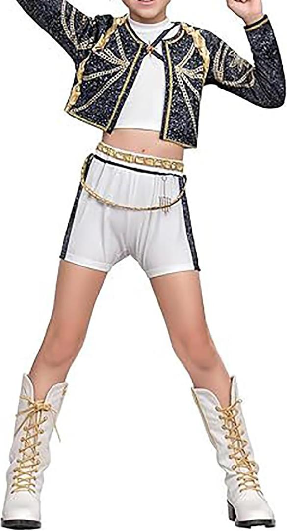 K p_op Dem_on-H-Hunting Costume Kids Girls Cosplay Halloween Party Pop Singer Dress Up Cosplay Stage Role Play Outfit