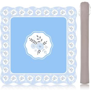 Scalloped Mahjong Mat Set 31.5 x 31.5 Inch Anti Slip Noise Reduction Table Cover for Mahjong Mat Mahjong Table Accessories Travel Mahjong Set Game Table Cover for Card Board Tile Game