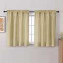 Chyhomenyc Curtains 54 Inch Length for Living Room - Light Filtering Faux Linen Textured Window Curtains, Soft Airy Rod Pocket Window Treatment Drapes for Bedroom, 42Wx54L, 2PCS, Camel