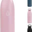 32 oz Insulated Stainless Steel Water Bottle, Double Wall Stainless Steel with Handle, BPA-Free, Keeps Cold 24H & Hot 12H, Durable Sports Thermos for Yoga, Hiking, Gym, Office, Pink