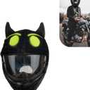 Full Face Motorcycle Helmet Cover, Scratch-Resistant Motorcycle Headgear Protective Cover, Funny Cute Cartoon Fluffy Plush Helmet Decoration, for Most Full Face Headgear (Green)