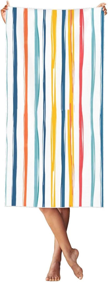 Oversized Beach Towel 5527inches Streaks Quick Drying Absorbent Super Soft Towel Sand Free Beach Towel Suitable for Beach Pool Bathroom Camping Men and Women Adult Travel Essentials