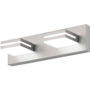 SineRise LED Modern Bathroom Vanity Light Fixtures (2-Light, 15.5-Inch, Dimmable), Brushed Nickel Modern Acrylic Bathroom Wall Lighting Fixtures Over Mirror (Cool White 6000K)