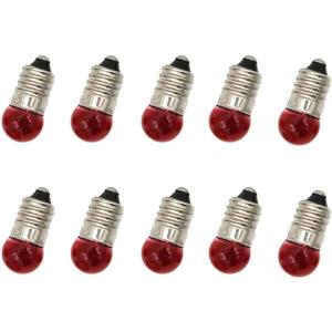 Red E10 Miniature Screw Base Light Bulbs 2.5V Flashlight Lamp Mini Light Bulbs 2.5 Volts (10)