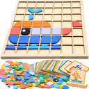 Soulchen 130 Pcs Wooden Matching Puzzle Blocks, Dementia Activities for Seniors, Elderly, Alzheimers Patients, Cognitive Therapy Puzzle, Brain Occupational Gift, Senior Care Gift, Nursing Home