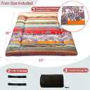 MAXYOYO Bohemian Retro Floor Mattress Vintage Floral Japanese Futon Mattress Roll Up Thicken Sleeping Mat Portable Camping Mattress Floor Lounger Couch Mattress Pad Twin Size