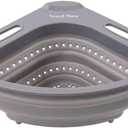 Collapsible Corner Colander for Sink  Foldable Space-Saving Kitchen Strainer for Fruits, Veggies & Pasta  3.5 Quart BPA-Free, Hands-Free Rinsing & Draining (Grey) (Gray)