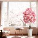 Artificial Cherry Blossom Tree, 5FT Fake Plants Indoor, Faux Pink Sakura Flowers Blooming Tree in Pot, Artificial Trees Silk Plant for House Bedroom Living Room Office Entryway Porch Decor