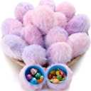 Amyhill 24 Pcs Easter Eggs for Kids Fur Covered 2.5" Soft Plush Easter Eggs Bulk DIY Crafts Egg Hunt Basket Bag Empty Stuffers Fillers for Hunt Prizes Gifts Party Supplies Favor