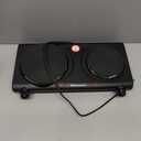 Elite Gourmet EDB-302BF Countertop Double Cast Iron Burner, 1500 Watts Electric Hot Plate, Temperature Controls, Power Indicator Lights, Easy to Clean, Black
