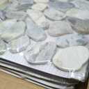 Green Sliced Stone Pebble Mosaic Tile, 12" x 12" Stone Pebble Backplash for Bathroom Kitchen Shower Floors and Wall Decor and Outdoor Areas, Pack of 5