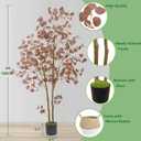 Warmplants Artificial Eucalyptus Tree, 6ft Fake Eucalyptus Plant with Basket, Red Silver Dollars Silk Leaves Faux Tree for Home Office Perfect Housewares Gift Decoration