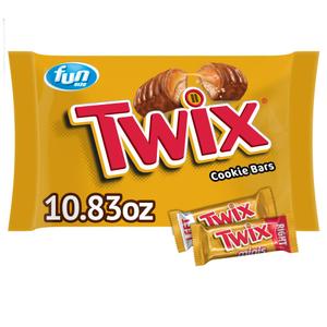 TWIX Fun Size Caramel Cookie Milk Chocolate Bars Individually Wrapped Party Candy Chocolate Candy Bars, 10.83 Oz Bag
