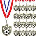 Tondiamo Award Medals Bulk Sports Medals with Neck Ribbons 2 Inches Winner Award Prize Gift for Sports Themed Party Favors Tournaments School Match(24 Pcs, Football Medal)