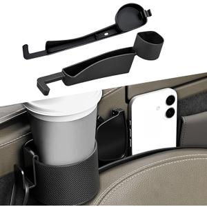 Car Seat Gap Filler with Holder and Hook, Car Seat Accessories Interior, Gap Plug with Storage Slot, Car Organizer Fit Sedan SUV Truck, Black (Black)