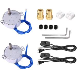 Synchronous Synchron Motor,Turntable Motor,Cuptisserie Motor,Turner Motor with 7mm Flexible Coupling Connector Lamp Cord 50/60Hz AC100~127V 4W CCW/CW for HandMade, School Project, Model(2pcs 56RPM)