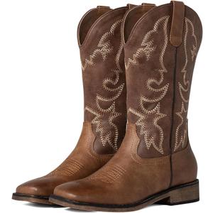 J's.o.l.e Square Toe Cowboy Cowgirl Boots for Women Mid Calf Ladies Fashion Embroidered Western Boots (8)