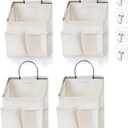 4pcs Wall Hanging Storage Bag,Wall Hanging Organizer bags with Pockets, Wall Organizer Storage for Dormitory Bathroom Bedroom (White-upgraded)