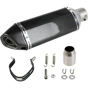 Exhaust Muffler Carbon Fiber 1.5-2"Inlet with Removable DB Killer for Street/Sport Motorcycles and Scooters with 38-51mm Diameter Exhaust Pipes