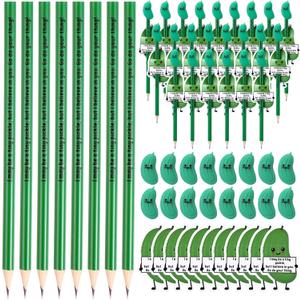 Jetec 30 Set Positive Emotional Gifts Bulk, Funny Pencils Inspirational Employee Gifts for Valentines Party Favors, Pickle Pencils with Erasers, Affirmation Cards for Office Teacher, Coworker Staff