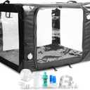 Pet Oxygen Cage for Cats and Dogs to Obtain Oxygen/Nebulizing Care, Tube Kit and Mat Included (Medium -32x24x24 Inch)