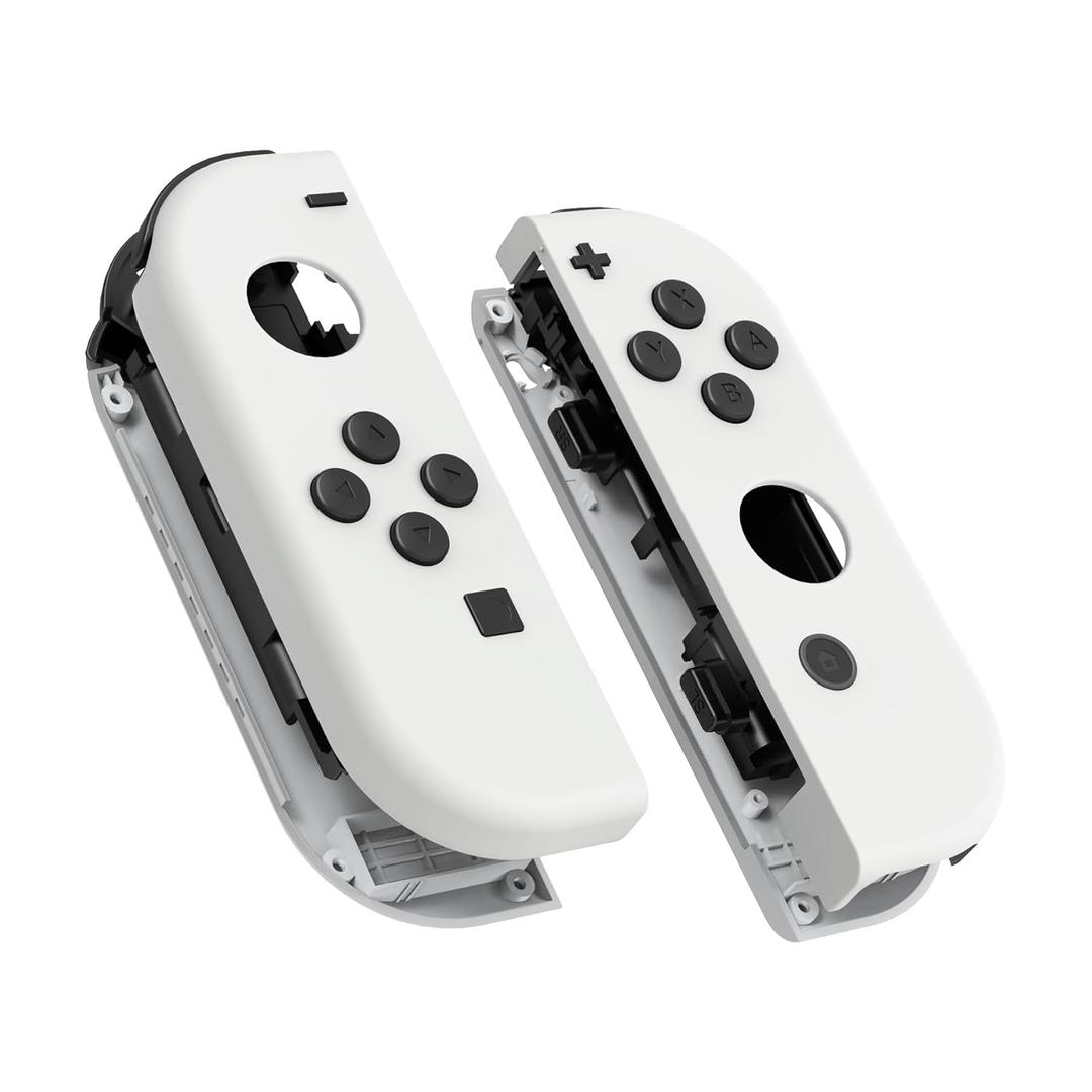 eXtremeRate DIY Replacement Shell Buttons for Switch & Switch OLED, White Custom Housing Case with Full Set Button for Joycon Handheld Controller - Controller NOT Included