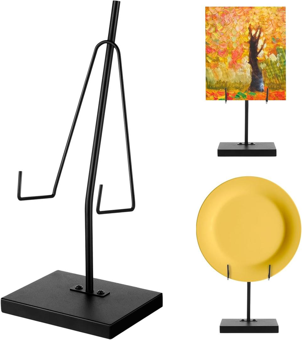 RattanView Tabletop Metal Frame Holder Heavy Duty Sign Holder Elevated Picture Art Painting Display Stand Vertical Plaque Poster Easel for Home Restaurant Table Exhibition Black(10 x 5 x 4 Inches)