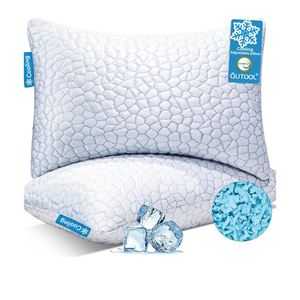 QUTOOL Cooling Pillow for Sleeping 2 Pack,Luxury Shredded Memory Foam Bed Standard Pillows Set of 2,Cool Pillow for Hot Sleepers Adjustable Firm Pillow for Side,Back,Stomach Sleepers Soft Yet Support