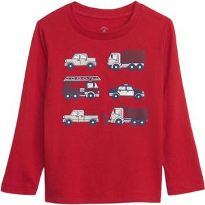 GAP Baby Boys' Brannan's Favorites Long Sleeve Graphic Tee T-Shirt (0-3 Months, Modern Red Trucks)