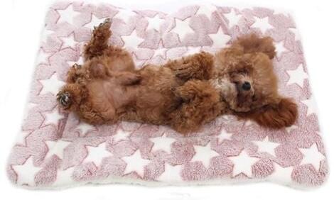 Double Sided Dog Blanket for Dogs & Cats Flannel Reversible Cat Blanket Fluffy Calming Pet Throw Blanket Washable Pet Mat for Bed, Couch, Sofa, Travel (Color : Pink White Star Single Side, Size : La