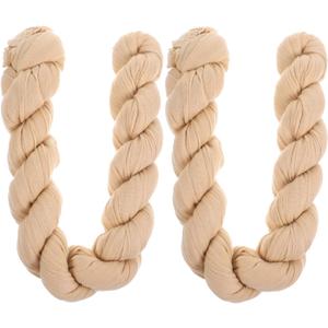 2pcs Boho Table Runner Wrinkled Polyester Table Flag for Rustic Wedding and for Home Decoration, Beige