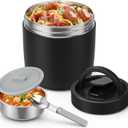 Thermo for Hot Food Adults, 40.5oz Wide Mouth Soup Thermo Lunch Containers with Spoon, Stainless Steel Vacuum Insulated Bento Lunch Box,Lunch Containers with Handle(Black)