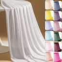60" Chiffon Fabric by The Yard Pre-Cut Sheer Fabric for Wedding Arch Draping Fabric Window Scarf Valance Party Backdrop Decoration Ceiling Decor (White, 5 Yards)
