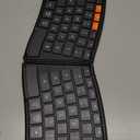 MEETION Ergonomic Foldable Bluetooth Keyboard, Split Compact Portable Keyboard for Business Travel, Ultra-Thin Folding Rechargeable Wireless Keyboards for iOS Android Windows Mac Tablet PC Smartphone (Black)