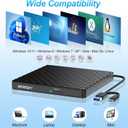 BENEWY External CD DVD Drive for Laptop, USB 3.0 USB C CD Burner DVD/CD ROM Drive Reader External DVD Drive DVD Player for Laptop Desktop PC Windows 11/10/8.1/7 MacBook Mac Linux OS Apple Black