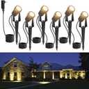 Outdoor Landscape lighting Low Voltage, 65.6FT Wired LED Spot light with Plug-in Transformer, IP65 Waterproof Outside Uplight 18W 1800LM for Yard Garden Tree Pathway House, Warm White 3000K, Pack of 6