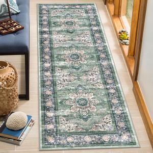 Ileading Vintage Runner Rug for Hallway,Machine Washable Carpet Runners with Rubber Backing,Non Slip Kitchen Floor Mat for Entryway Bedroom Laundry Living Room(Dark Blue 2x6ft)