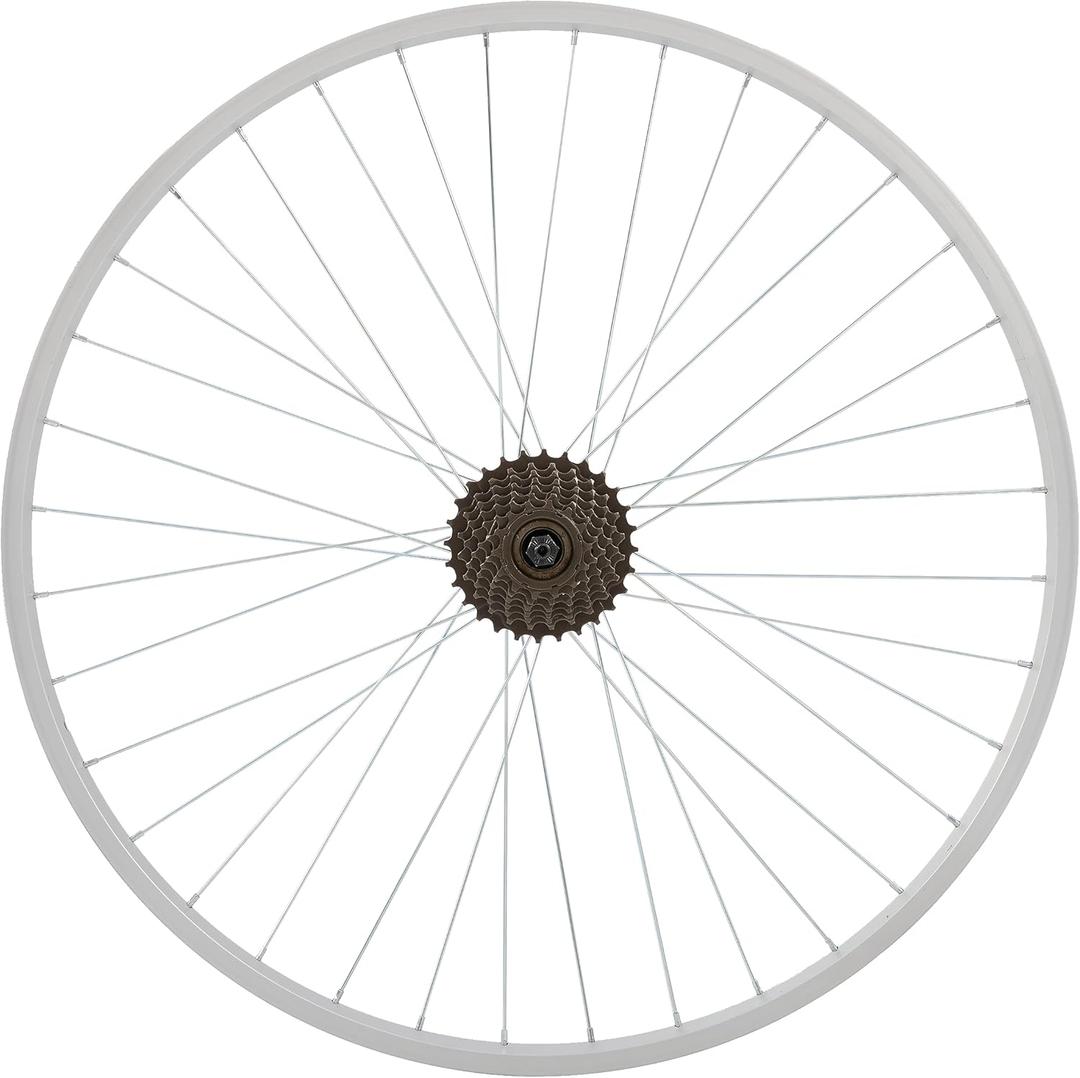 Hiland 26" 27.5" 28" x1.75" Alloy Bike Rim for 1.75 to 2.215 Inch Wide Tire, Front & Back MTB Wheelset with 7 Speed Freewheel, Bolt On Axle, Bicycle Accessories for Adult Bikes
