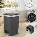 Small Bathroom Trash Can with Lid and 3 Rolls Trash Bags, Step Pedal Wastebasket Plastic Garbage Can with Pop-Up Lid 2.6 Gallon Bin for Kitchen, Bedroom, Office, Dorm, Laundry, Toilet, Rv,Dark Grey