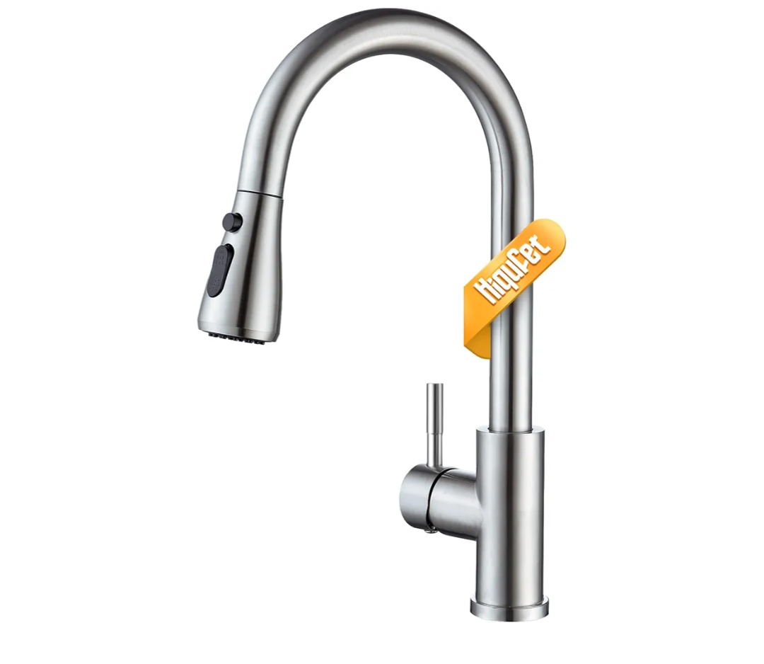 Kitchen Faucet with Pull Down Sprayer, Single Handle High Arc Kitchen Sink Faucet, Lead-Free Stainless Steel Modern Rv Bar Sink Faucets (Brushed Nickel)