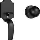 Estmoon Front Door Lock Set Matte Black Exterior Door Handle, Deadbolt Lock with Interior Door Knob for Entry Doors, Front Door Handle and Single Cylinder Deadbolt Reversible for Left &Right Hand Door