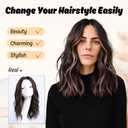 Dark Brown Wig with Highlight Medium Length Wigs for Women Middle Part Synthetic Hair Wigs Mixed Wavy Highlights Natural Hair for Daily Party Halloween Colourful Wig Highlighted16 inch