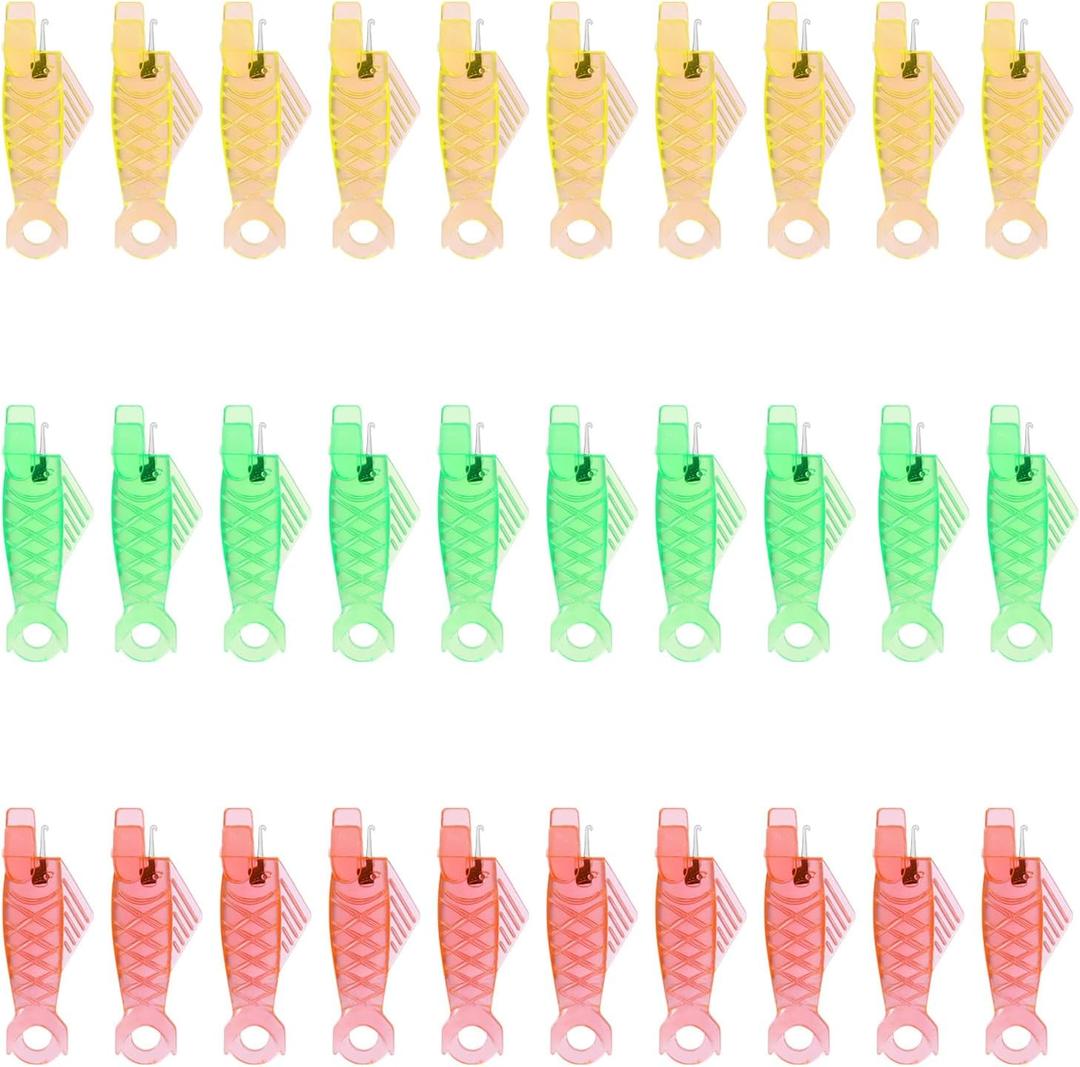 7 x 30pcs Fish Mouth Needle Threader, Sewing Machine Needle Threaders Automatic Needle Threader Simple Needle Threader for Sewing DIY Craft (Yellow, Green, Red)