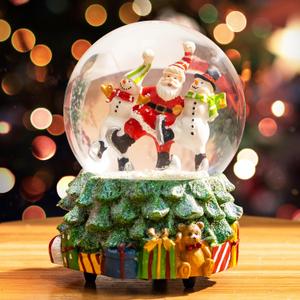 Topadorn Christmas Snow Globe Water Ball Snowman with Music, Christmas Holiday Decorations with Music Box, Festival Decor and Gifts