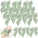 Gandeer 12 Pcs Holiday Napkin Rings Velvet Bow Napkin Buckle Bulk Gift for Wedding Holiday Birthday Party Anniversary Dinner Candlesticks Wine Glasses Dining Table Decoration(Sage Green)