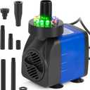 Submersible Pond Fountain Pump with LED Light, 7.2ft Water Pump,Aquarium Pump with 3 Nozzles,Fountains Pump for Small Ponds,Garden, Aquariums, Fish Tanks, Indoor Outdoor Fountain Pump
