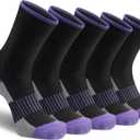 Gonii Women Socks Hiking Running Thick Cushion Athletic Crew Socks 5-Pair