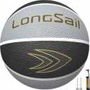 Full Size Basketball Rubber- Leather,Indoor-Outdoor-Pool,with Pump(Deflated) (Black/Gray Size 7 (29.5"))