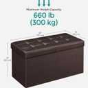 SONGMICS MAZIE Collection - 30 Inches Storage Ottoman Bench with Flipping Lid, Storage Chest Footstool, Load 660 lb, for Entryway, Living Room, Bedroom, Synthetic Leather, Brown ULSF45BR, 15"D x 30"W x 15"H