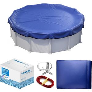 Winter Pool Cover 12 ft Round for Above Ground | Extra Thick & Durable Above-Ground Pool Cover | Sapphire Series of Premium Cold- and UV-Resistant Pool Cover | by Yankee Pool Pillow